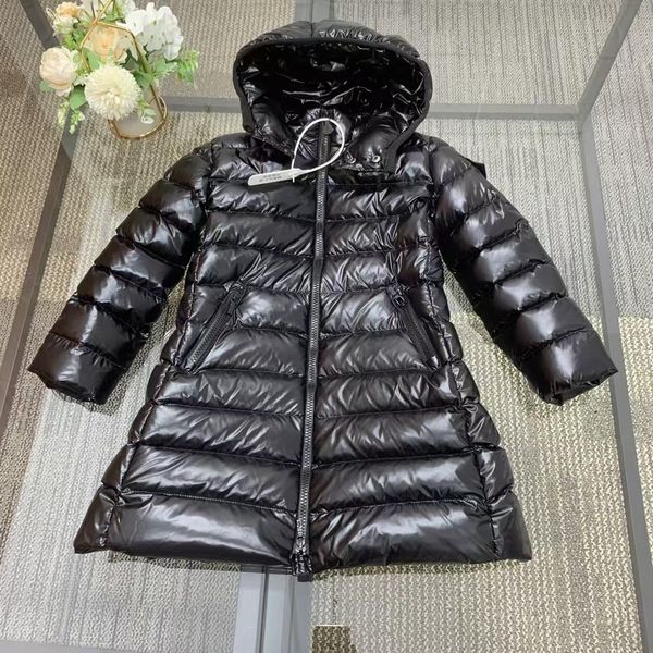 

kid coat kids hoodies Girl's down jacket girl hooded long style child down jacket 100% goose down filling top luxury brand fasion outwear warm winter, White