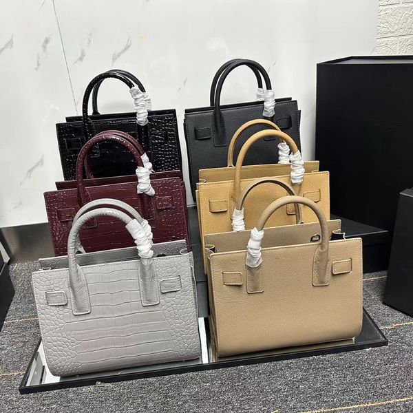 

Designer Nano Sac De Jour Bags Most Popular Crocodile Grain Fashion Bag Women Genuine Matte Leather Handbag Shoulder Handbags Purse YB118, 22cm black