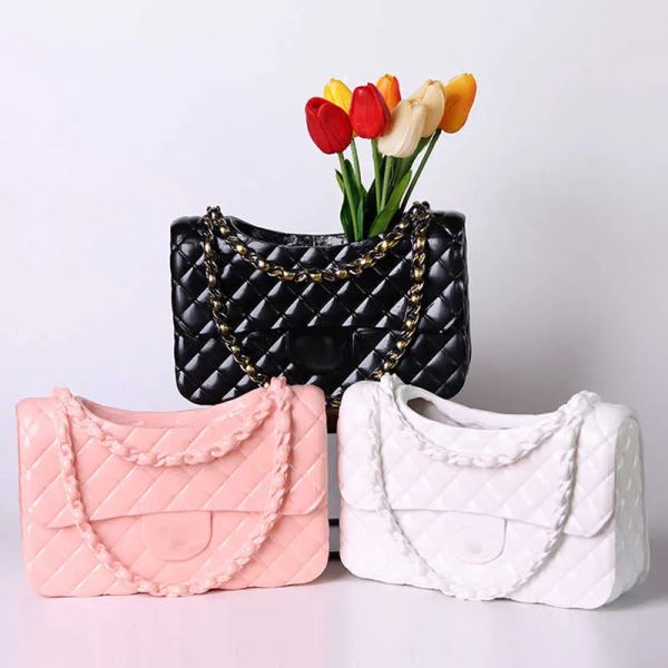 

Vases Resin wer Pot Brand Handbag Home White Women's Bag Vase Sculpture Artifact Ornaments Living