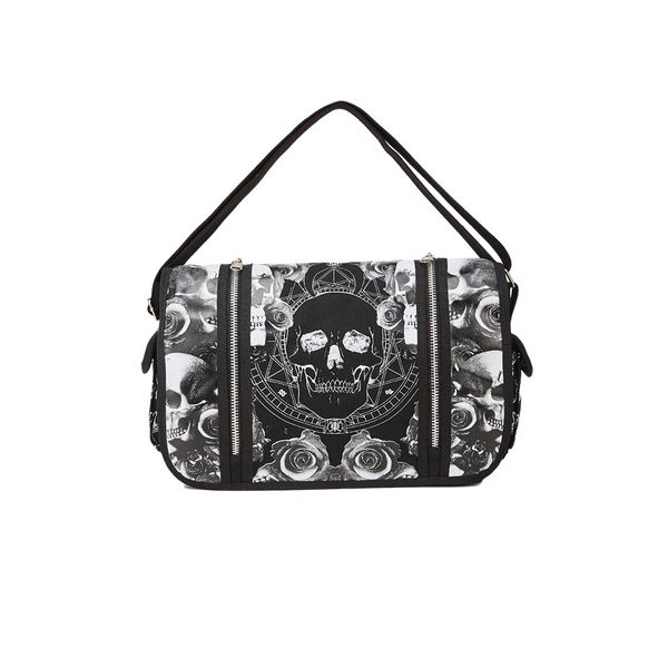 

Canvas bag single shoulder high sense large capacity crossbody bag Halloween skull commuter Europe and the United States street trend hanging bag, Black