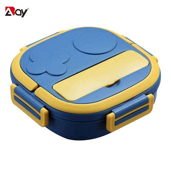 

Bento Multi Grids Stainless Steel Lunch Box with Leakproof Lid Portable Durable Food Container for Kid Adult Camping, Deep blue