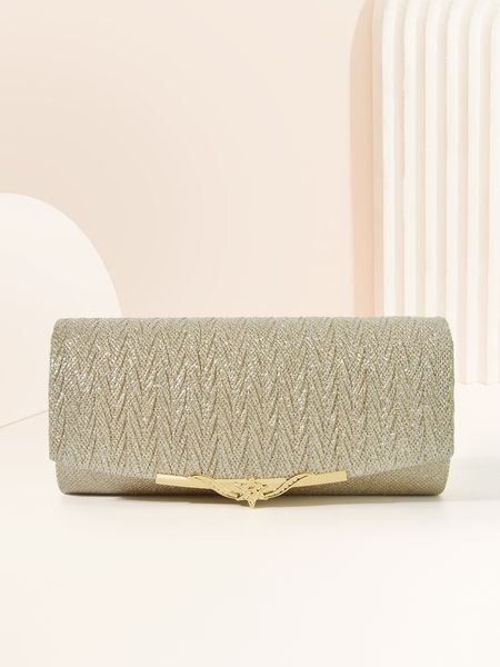 

Clutch bag Clasp Single shoulder Crossbody Women's dinner bag Pleated rectangular dinner bag, Black