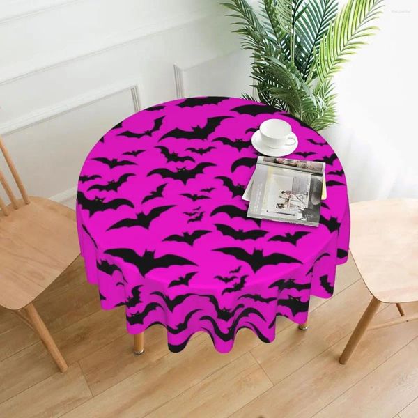 

Table Cloth Black Flying Bats Tablecloth Gothic Halloween Outdoor Round Cover Funny Graphic For Banquet Christmas Party