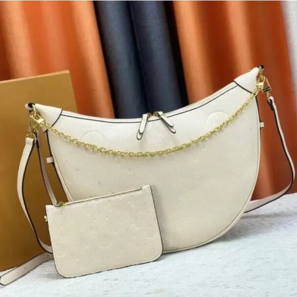 

Half Moon Baguette tote Bag Leather Classic Presbyterian Clutch Designer Women Men's Shoulder strap Metal accessories crossbody bag, Deep brown