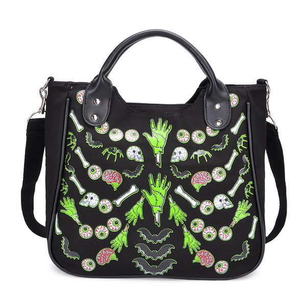 

Halloween bag Handbag Women's large capacity Tote bag new niche skeleton crossbody bag fashion all-in-one shoulder bag, Black