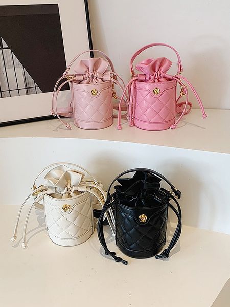 

Fashion Girls candy circular handbags INS children flowers bucket one-shoulder bag kids crossbody bags S2032, Pink