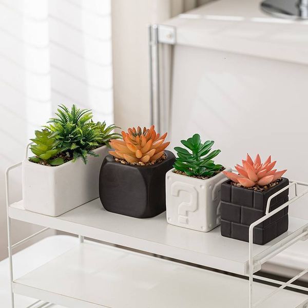 

Succulent Flowerpot Personalized Geometric Ceramic Office Desktop Green Plant Small Flower Pot