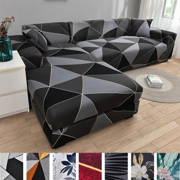 

Chair Covers Square Lattice Printed Couch Cover Sofa Elastic Slipcovers For Pets Chaselong Protector L Shape Anti-dust hine Washable