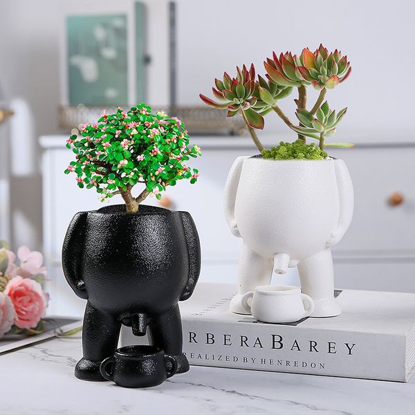 

Simulated Flowerpot Ceramic Office Desk Succulent Green Plant Small Planters Pots Simple Figurine Decoration Ornament