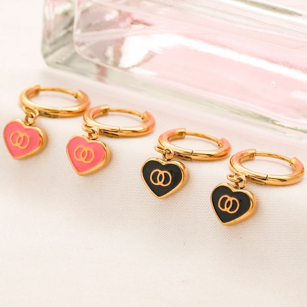 

Fashion Earring Letters Stud Gold Plated Stainless steel Heart Earrings Dangle Crystal Geometric Women Rhinestone Pearl Wedding Classic Jewerlry Accessories