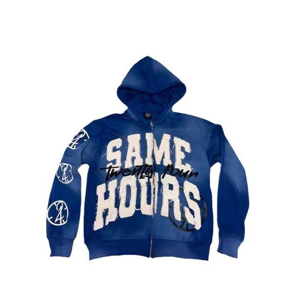 

Men's Hoodies Y2K Haruku Retro Colorful Zipper Hoodie American Trendy Brand Hip-hop Streetwear Punk Style Letter Print Oversized Sweatshirt, Orange