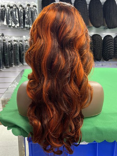

Ginger Brown Body Wave Front Human For Women, Transparent 13x6 Lace Pre Plucked Brazilian Remy Hair Wigs, Black