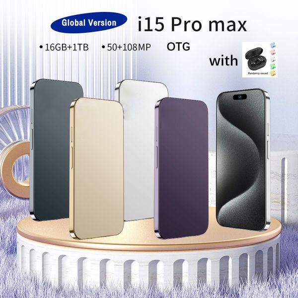 

i15 pro max cell phone 6.8 inch smartphone 4G LTE 5G smartphones 16GB RAM 1TB Camera 48MP 108MP Face ID GPS Octa Core android mobile phones Green Tag Sealed Box OTG C58, Purple