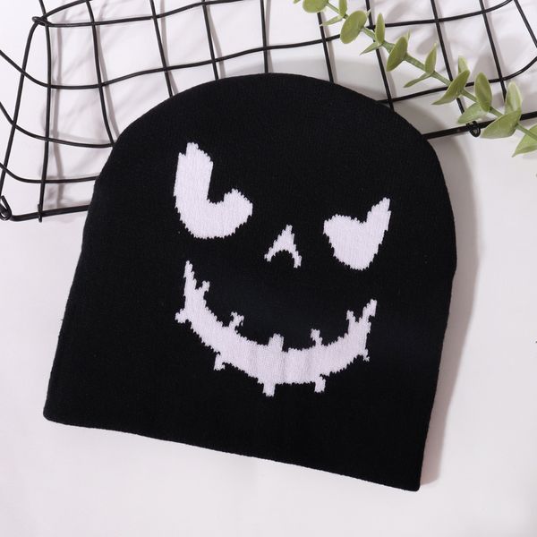 

Knit American Trendy hip Halloween beanie hop Pumpkin Men bonnet & Hat winter Spiderweb European gothic Y2K Cap Beanie for on, Brown