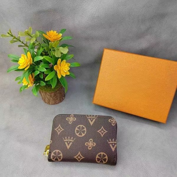 

Designer women wallet with box card holder purse luxury fashion wholesale discount free shipping with flowers letters serial code Wallets, Brown gird