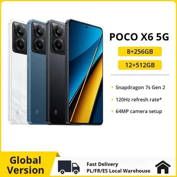 

EU premiere Global Version POCO X6 5G Snapdragon 7s Gen 2 120Hz w AMOLED Display Smartphone 64MP Camera with OIS NFC 67W Charging