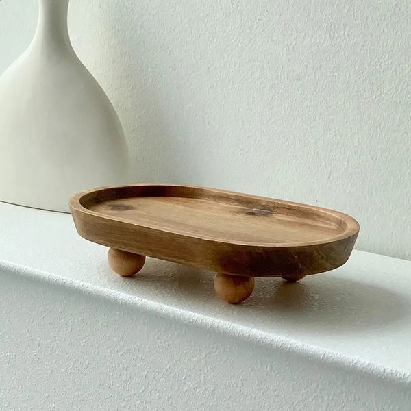 

Wooden Round Oval Tray: Creative Aromatherapy Key Storage, Decorative Dessert & Photograpp