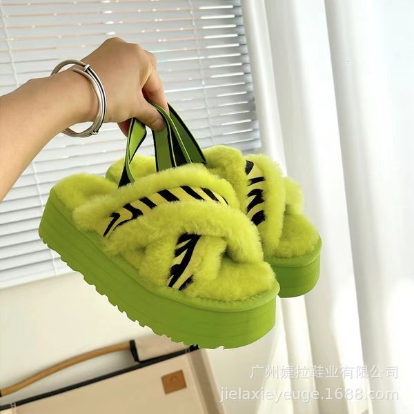 

new with increased height, thick sole, back strap, wool veet cross drag shoes Cross fluffy slippers