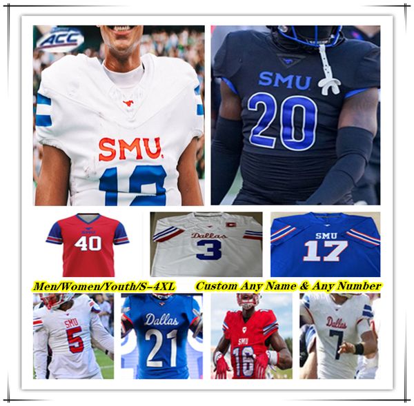 

SMU College Football Jersey Kevin Jennings Preston Stone Brashard Smith RJ Maryland Key'Shawn Smith LJ Johnson Jr Jake Bailey Kobe Wilson Isaiah Smith Ahmaad Moses 4X, Men black style