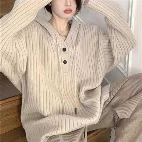 

Kengjiao hooded sweater jacket for women, autumn 2024 new collection, lazy style, loose and casual, soft and sticky knit Shirt top, Gray