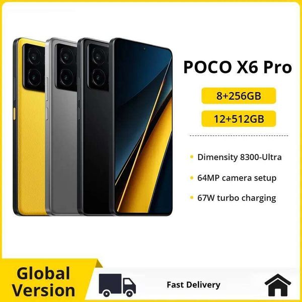

Global Version POCO X6 Pro 5G Smartphone NFC 256GB/512GB Dimensity 8300-Ultra 67W Charging 64MP Triple Camera 120Hz 5000mAh