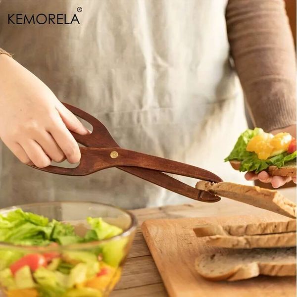

Wooden Salad Tongs: Heat-Resistant Non-Slip Kitchen Cooking Tongs, Gold