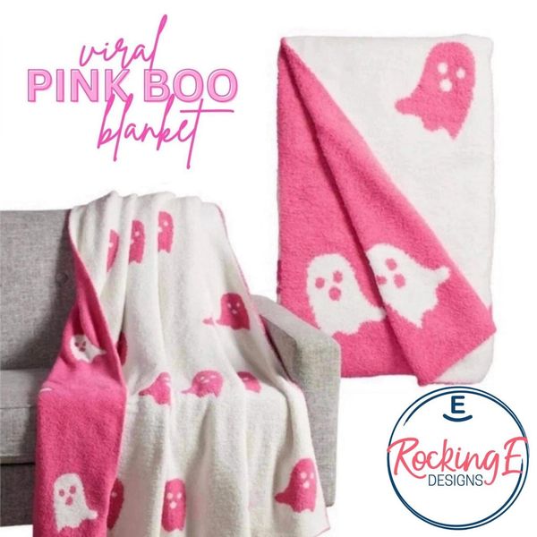 

Halloween Blankets Throws Double-sided pink Ghost Fall Flannel for Bed Sofa Couch Fuzzy Blanket Plush Cover, Black