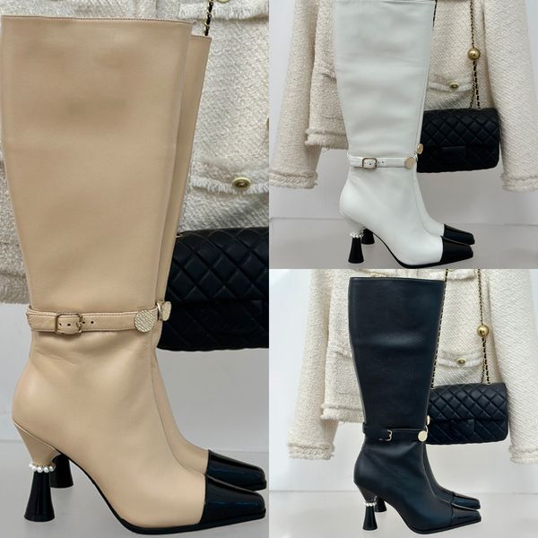 Step Out in Style: Stunning Luxury Black Cowhide Knee-High Boots