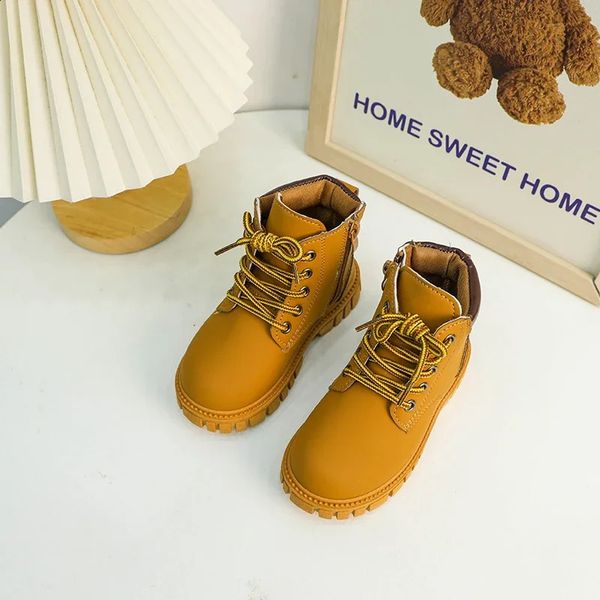 

Boots 2024 Girls Boys Autumn Spring Black School Shoes Kids Ankle Fashion Round Toe Versatile, Multi-color