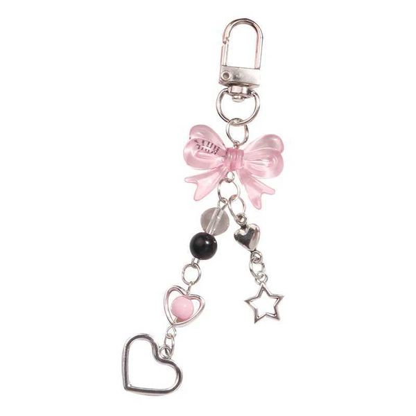 Goth Y2K Phone Charm Bow Heart Star Keychain Pendant Bag Phone Chain Kawaii Keychain Girl Jewelry Cute Accessories W240911