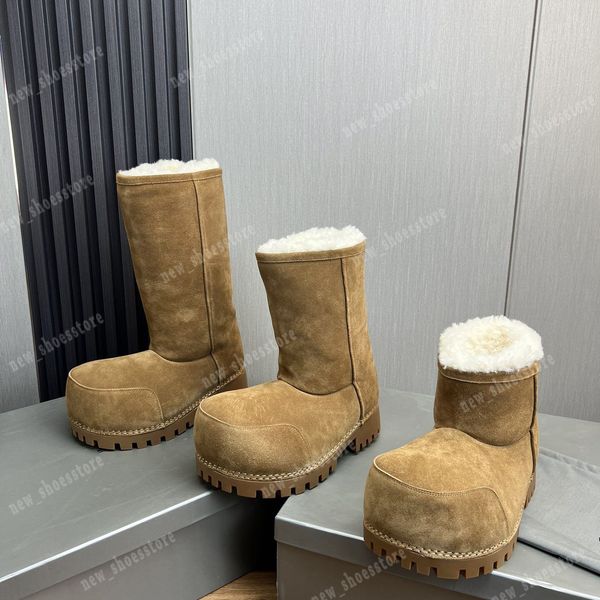 Womens Mens Fur Snow Boots Platform Winter Half High-top Boots 2024 Designer Female Comfortable Soft Short Ankle Boot Mans Tazz Suede Booties Shoes