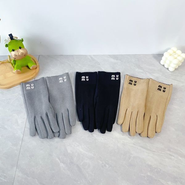 

Designer Men Autumn Wool Gloves Warm Luxury Winter Women thickening Knitted glove Five Fingers Cold proof Touch screen Mittens