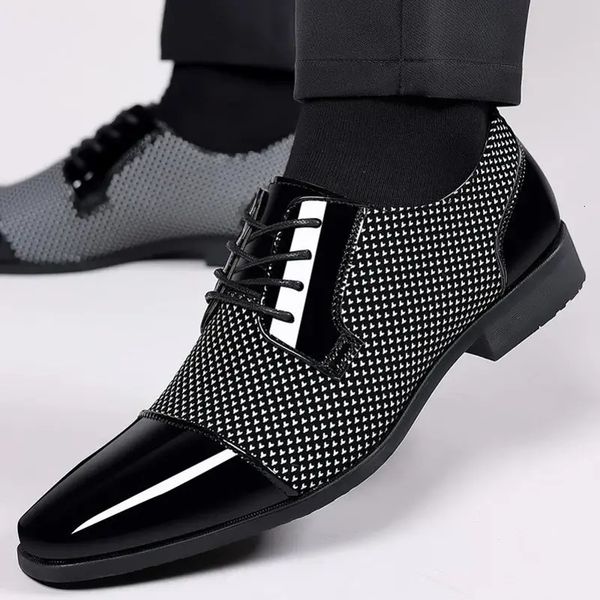 

Trending Classic Men Dress Shoes For Men Oxfords Patent Leather Shoes Lace Up Formal Black Leather Wedding Party Shoes