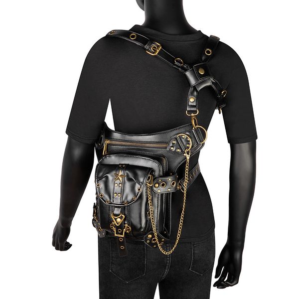

Halloween bag Fanny pack wholesale retro womenbag punk shoulder bag women travel fashion small bag Europe and the United States solid color women crossbody bag, Black