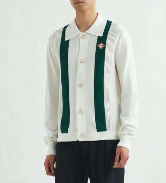 

25 Sweaters Casabalanc High Quality Men Designer Knitted Coat New Product Classic Hot Striped Lapel Button Casual Versatile Cardigan Knit Outwear Sweater Tops tn, Lihgt green