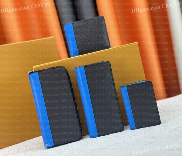 

Designer Wallet Mini Luxury Blue and Gray Patchwork Fashion Men Women Wallets Card Holders Female Long Zipper Purse Girl Card Bag Purse Moneybag With Box Dust Bag, #2 size 11x8x1cm