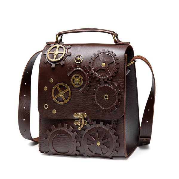 

Halloween bag vintage-Inspired Ladies Shoulder bag Crossbody Bag with Unique Steampunk Design, Coffee