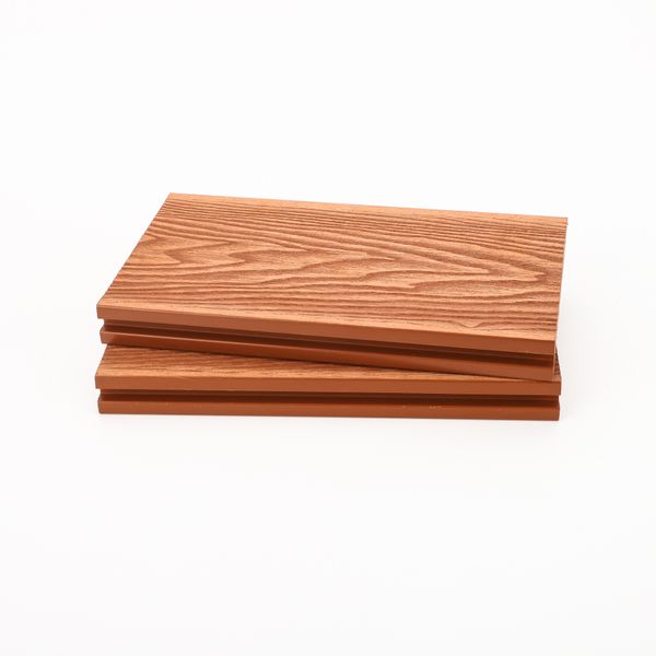 

Hot outdoor waterproof 3D embossed square hole wood grain wood plastic red teak color floor
