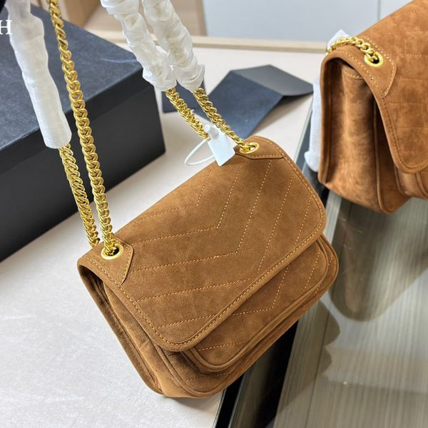 

suede desigenr envelope messenger women flap chain letter calssic vintage shoulder crossbody bag deerskin leather handbag 24, Khaki