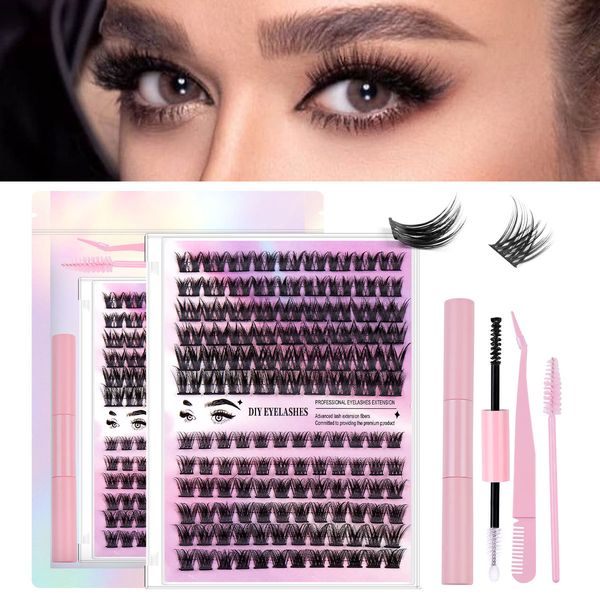 

3D 4D Lash Clusters Kit: 240Pcs DIY Cluster Lashes Wispy Volume False Eyelashes Kit