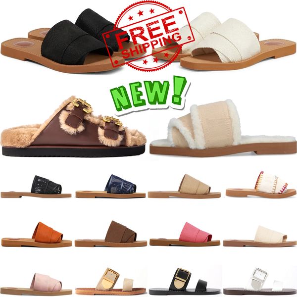 

Free shipping designer sandals women Luxury slippers flat slides beige white womens summer Personality shoes size 34-43, #6 apricot
