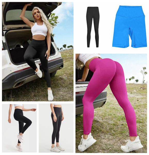 

TOP Yoga pants Lycra fabric Leggings Women Push-up Fiess Shorts Cropped pants Soft Align Elastic Hip Lift T-shaped Sports Pants Running Training Lady leggings, Shorts 10