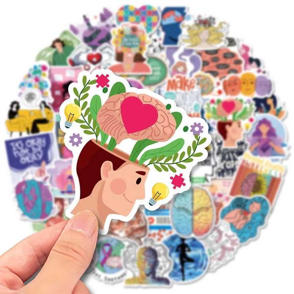 

Kids' 10/50 Pcs Psychological Health Cartoon Graffiti Sticker Lage Notebook Guitar Cup DIY Text Stickers Kids Toy Decorative Decals Q240913