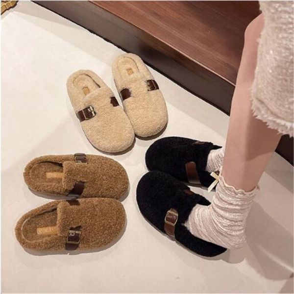 

Cozy Plush Furry Shoes for Women - Outdoor Comfortable Footwear with Soft Cotton Lining, Beige