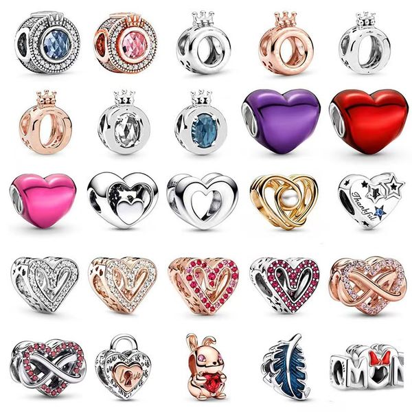 

charms heart bracelet 925 Silver Pendant Espana DIY Crown Jewelry Accessories Jewelry Womens Bracelet Love Fashion Beads Components halloween