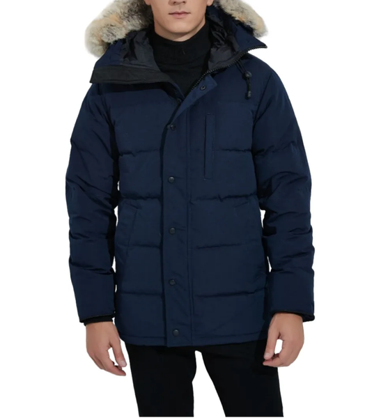 

Mens Jackets Veste Homme Outdoor Winter Jassen Outerwear Big Fur Hooded Fourrure Manteau Down Jacket Coat Hiver Parka Doudoune Size CANADA XS-2XL, Indigo