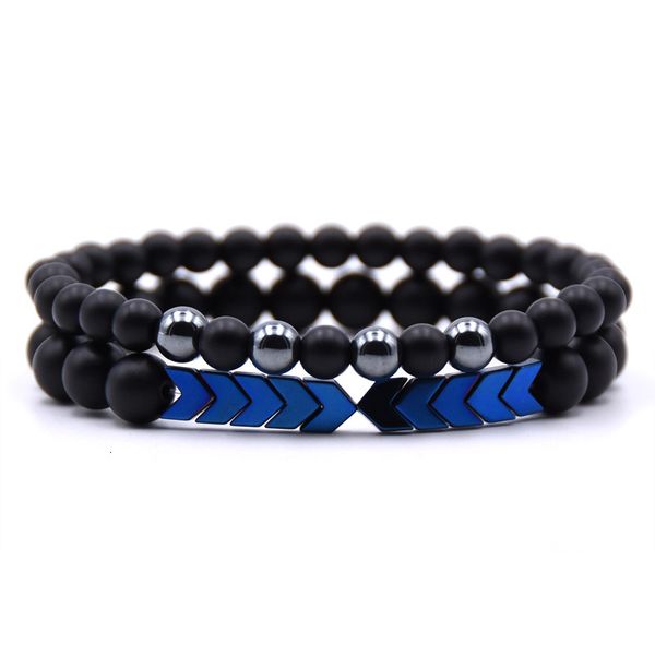 

Charm Bracelets With Black Stone Beads Arrow Metal Punk Hiphop Mens Jewelry Wholesale