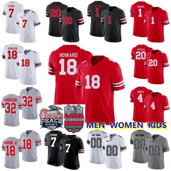 NCAA Football Ohio State Buckeyes Jerseys College Will Howard CJ Stroud Quinshon Judkins Jeremiah Smith Marvin Harrison Jr TreVeyon Henderson James Peoples Men