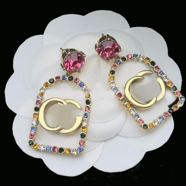 

Luxury Pearl Diamond Dangle Letter Earrings for Women Stud Party Crystal 18K Gold Plated Wedding Engagement Lovers Gift Earrings Jewelry with Box