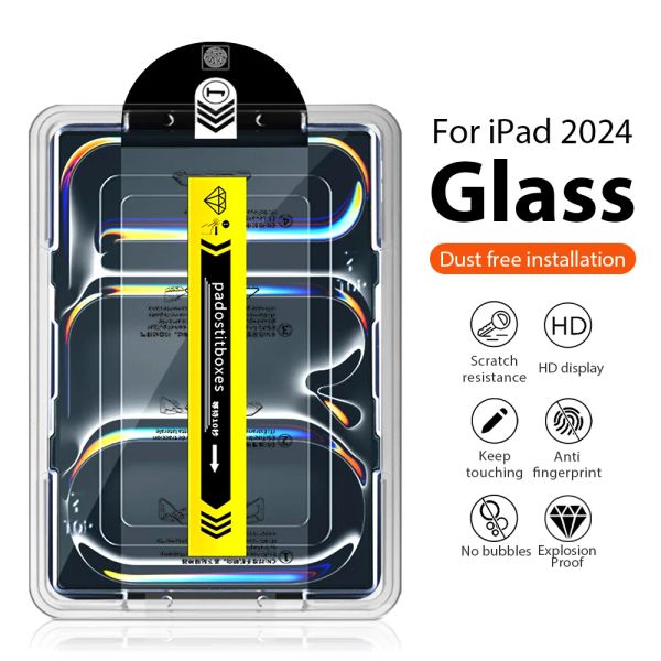 Auto Install Kit Screen Protector For iPad 7th 8th 9th Gen 10.2 10th Air 6th 10.9" 5th 4th Air3 Pro 10.5 11 12.9 13 inch HD Clear Tempered Glass Film Dust Free Easy To Install